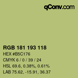 Color code: RGB 181 193 118 | qconv.com