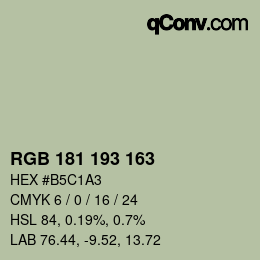 Color code: RGB 181 193 163 | qconv.com