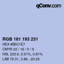 カラーコード: RGB 181 193 231 | qconv.com