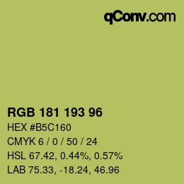 Color code: RGB 181 193 96 | qconv.com