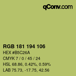 Color code: RGB 181 194 106 | qconv.com