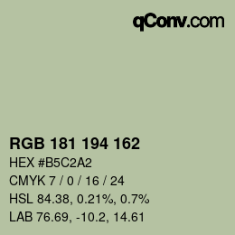 カラーコード: RGB 181 194 162 | qconv.com