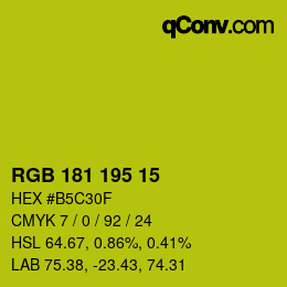 颜色代码: RGB 181 195 15 | qconv.com