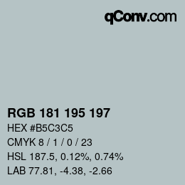 Color code: RGB 181 195 197 | qconv.com