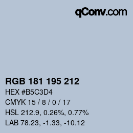 カラーコード: RGB 181 195 212 | qconv.com