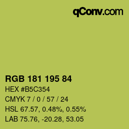 Color code: RGB 181 195 84 | qconv.com