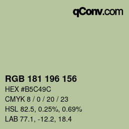 颜色代码: RGB 181 196 156 | qconv.com