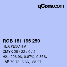Color code: RGB 181 196 250 | qconv.com
