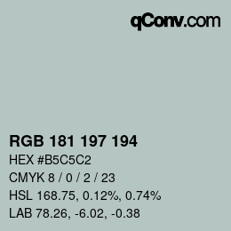 Código de color: RGB 181 197 194 | qconv.com