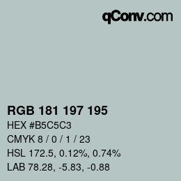 Farbcode: RGB 181 197 195 | qconv.com