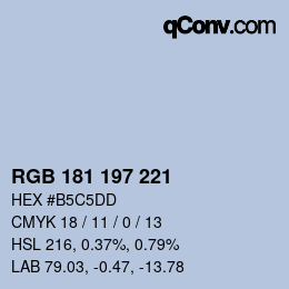 カラーコード: RGB 181 197 221 | qconv.com