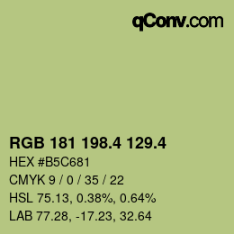 カラーコード: RGB 181 198.4 129.4 | qconv.com