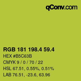 カラーコード: RGB 181 198.4 59.4 | qconv.com