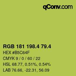 カラーコード: RGB 181 198.4 79.4 | qconv.com