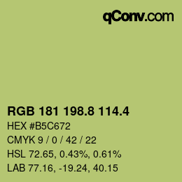 カラーコード: RGB 181 198.8 114.4 | qconv.com