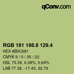 カラーコード: RGB 181 198.8 129.4 | qconv.com