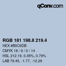カラーコード: RGB 181 198.8 219.4 | qconv.com