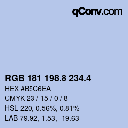 カラーコード: RGB 181 198.8 234.4 | qconv.com