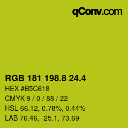 カラーコード: RGB 181 198.8 24.4 | qconv.com