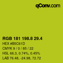 カラーコード: RGB 181 198.8 29.4 | qconv.com