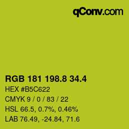 カラーコード: RGB 181 198.8 34.4 | qconv.com