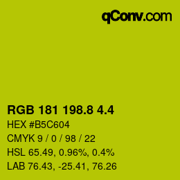 カラーコード: RGB 181 198.8 4.4 | qconv.com