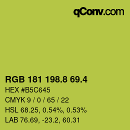 カラーコード: RGB 181 198.8 69.4 | qconv.com