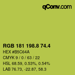 カラーコード: RGB 181 198.8 74.4 | qconv.com