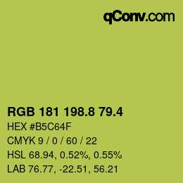 カラーコード: RGB 181 198.8 79.4 | qconv.com