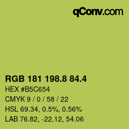 カラーコード: RGB 181 198.8 84.4 | qconv.com