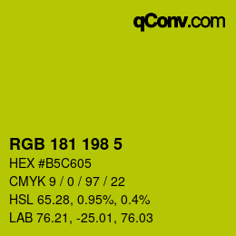 Color code: RGB 181 198 5 | qconv.com
