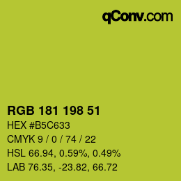 Color code: RGB 181 198 51 | qconv.com