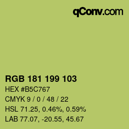 Color code: RGB 181 199 103 | qconv.com