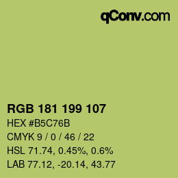 Color code: RGB 181 199 107 | qconv.com