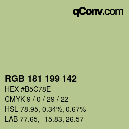 Color code: RGB 181 199 142 | qconv.com