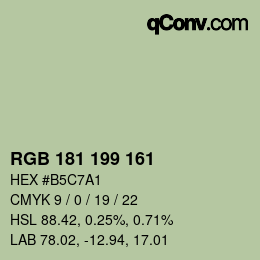 Color code: RGB 181 199 161 | qconv.com