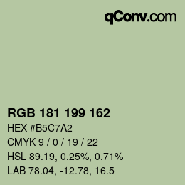 Color code: RGB 181 199 162 | qconv.com