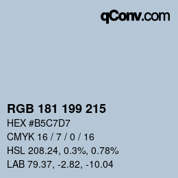 カラーコード: RGB 181 199 215 | qconv.com