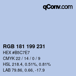 Color code: RGB 181 199 231 | qconv.com