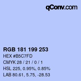 Color code: RGB 181 199 253 | qconv.com