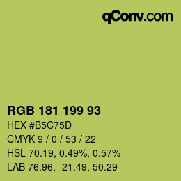 Color code: RGB 181 199 93 | qconv.com