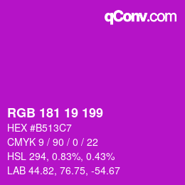 Color code: RGB 181 19 199 | qconv.com