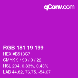 Color code: RGB 181 19 199 | qconv.com