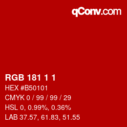 Color code: RGB 181 1 1 | qconv.com