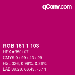 Farbcode: RGB 181 1 103 | qconv.com