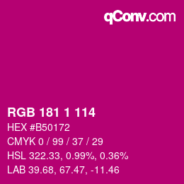 カラーコード: RGB 181 1 114 | qconv.com