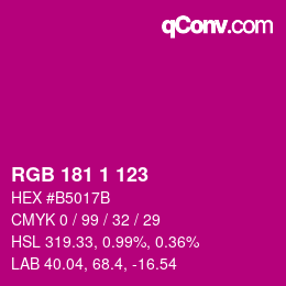 Color code: RGB 181 1 123 | qconv.com