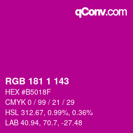 カラーコード: RGB 181 1 143 | qconv.com