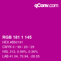カラーコード: RGB 181 1 145 | qconv.com