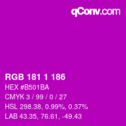 Color code: RGB 181 1 186 | qconv.com